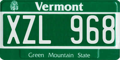 VT license plate XZL968