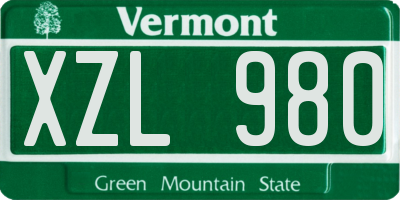 VT license plate XZL980