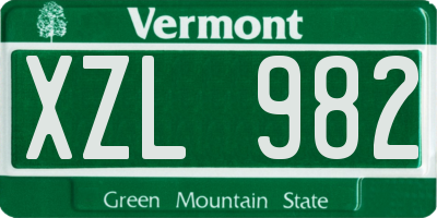 VT license plate XZL982