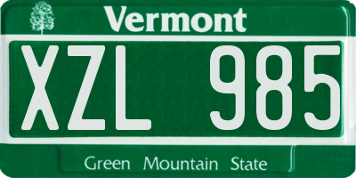VT license plate XZL985