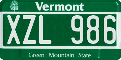 VT license plate XZL986