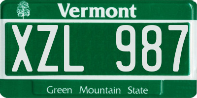 VT license plate XZL987