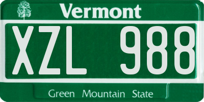 VT license plate XZL988