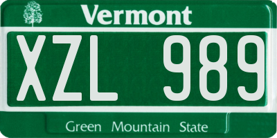 VT license plate XZL989
