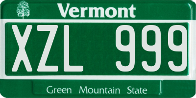 VT license plate XZL999