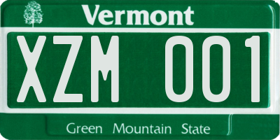 VT license plate XZM001