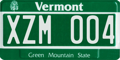 VT license plate XZM004