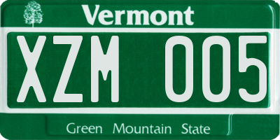 VT license plate XZM005