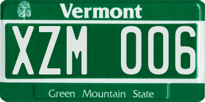 VT license plate XZM006