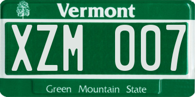 VT license plate XZM007