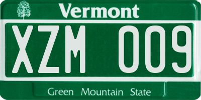 VT license plate XZM009