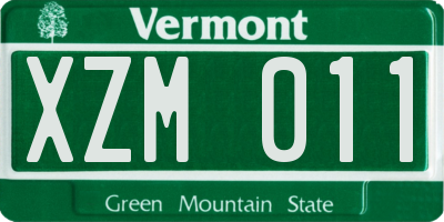 VT license plate XZM011