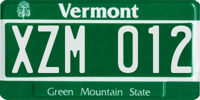 VT license plate XZM012