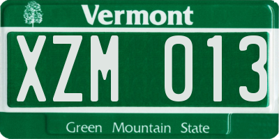 VT license plate XZM013