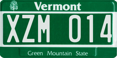 VT license plate XZM014