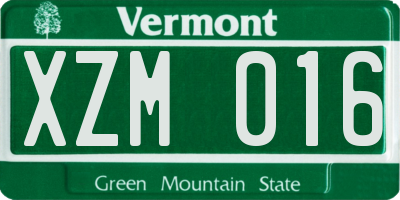 VT license plate XZM016
