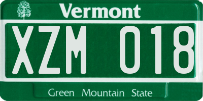 VT license plate XZM018