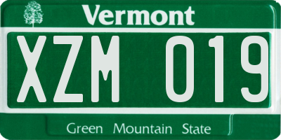 VT license plate XZM019