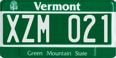 VT license plate XZM021