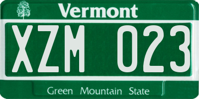 VT license plate XZM023