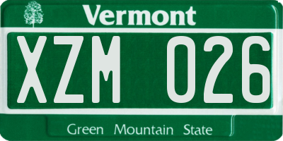 VT license plate XZM026