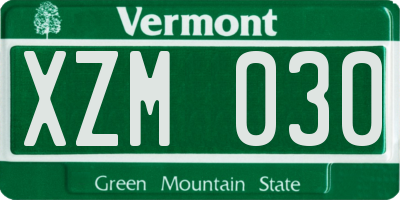 VT license plate XZM030