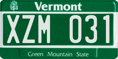 VT license plate XZM031