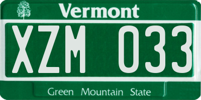 VT license plate XZM033