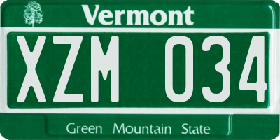 VT license plate XZM034