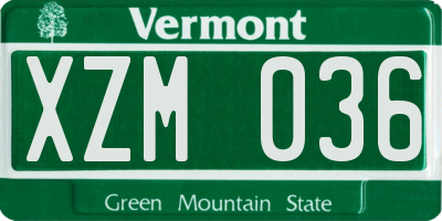 VT license plate XZM036
