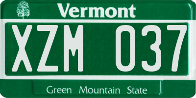 VT license plate XZM037