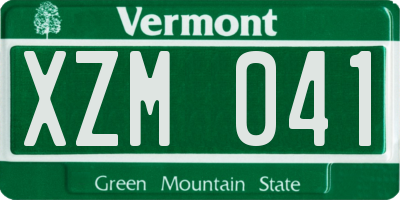 VT license plate XZM041