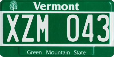 VT license plate XZM043