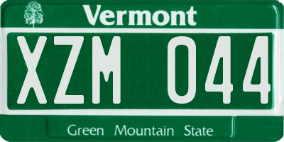 VT license plate XZM044
