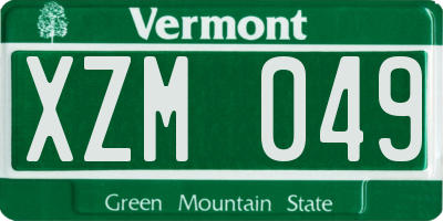 VT license plate XZM049