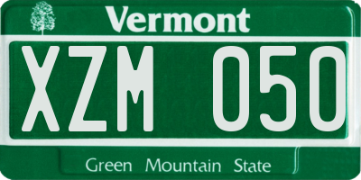 VT license plate XZM050