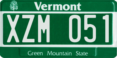 VT license plate XZM051