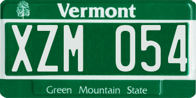VT license plate XZM054