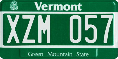 VT license plate XZM057