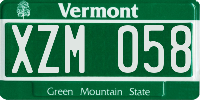 VT license plate XZM058