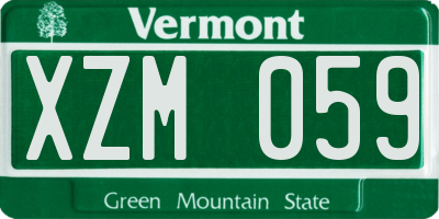 VT license plate XZM059