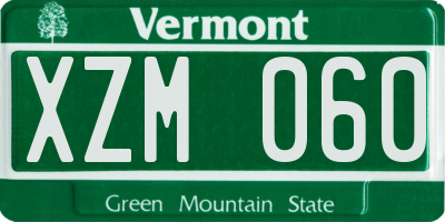 VT license plate XZM060