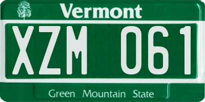 VT license plate XZM061