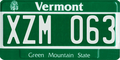 VT license plate XZM063