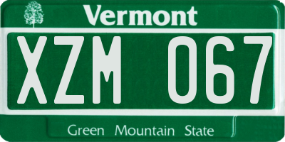 VT license plate XZM067