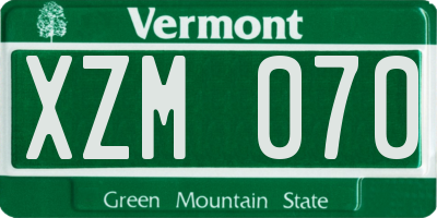 VT license plate XZM070