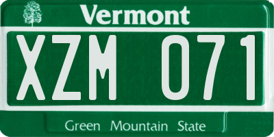 VT license plate XZM071