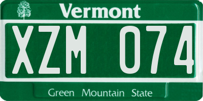 VT license plate XZM074