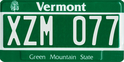 VT license plate XZM077
