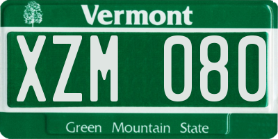 VT license plate XZM080